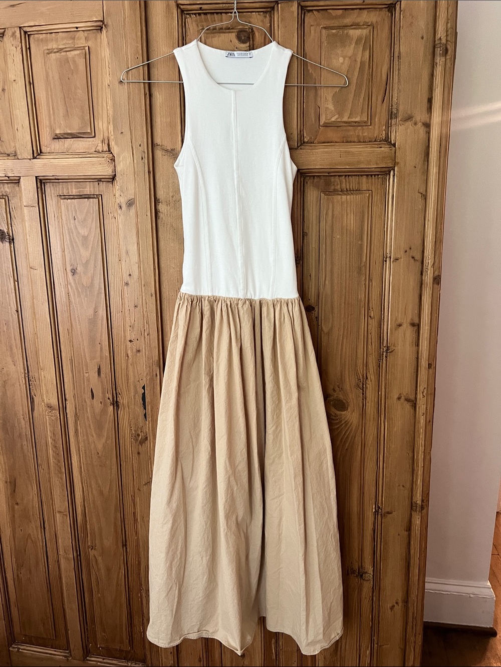 Zara white and tan sundress